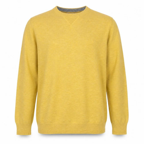 M&S Men Yellow M Cotton Crew Neck Lightweight Pullover Jumper