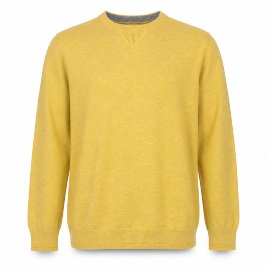 M&S Men Yellow M Cotton Crew Neck Lightweight Pullover Jumper
