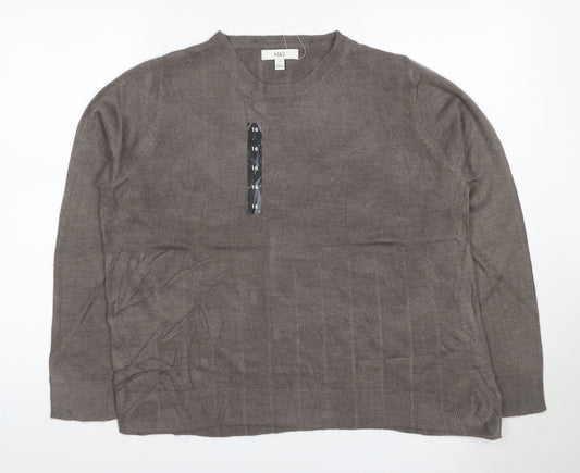 Marks and Spencer Womens Brown Size 16 Cashmere Crew Neck Jumper