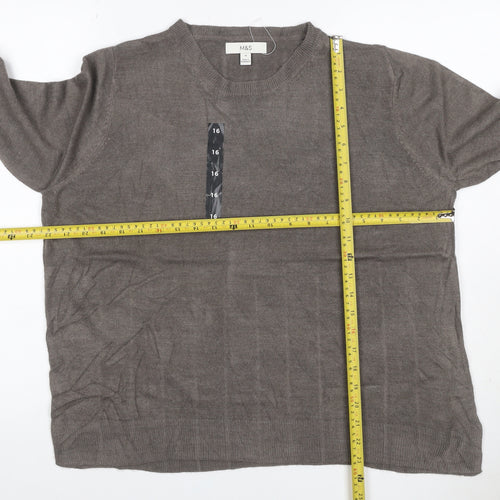 Marks and Spencer Womens Brown Size 16 Cashmere Crew Neck Jumper