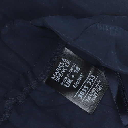 Marks and Spencer Women’s Navy UK 18 Short Wide-Leg Pull-On Trousers