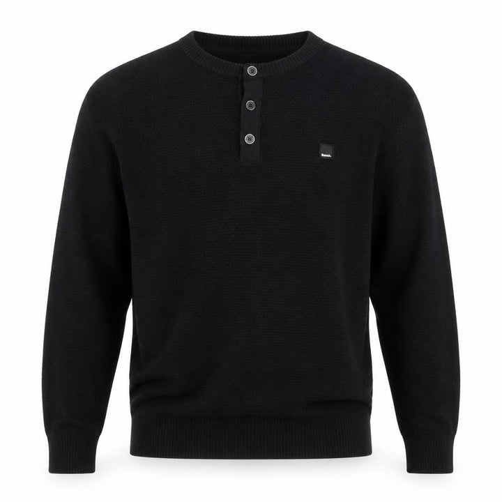 Bench Men’s Black M Henley Cotton Blend Knit Jumper Logo