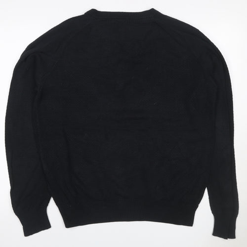 Bench Men’s Black M Henley Cotton Blend Knit Jumper Logo