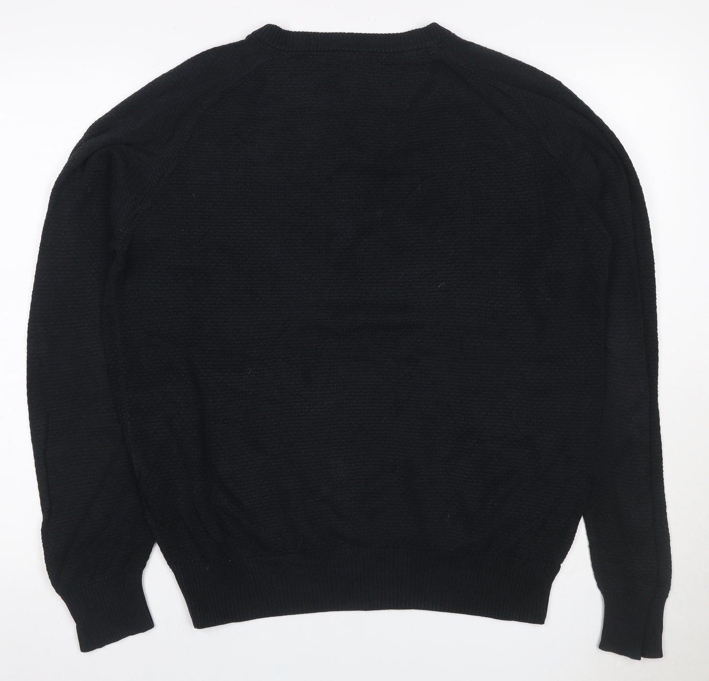 Bench Men’s Black M Henley Cotton Blend Knit Jumper Logo