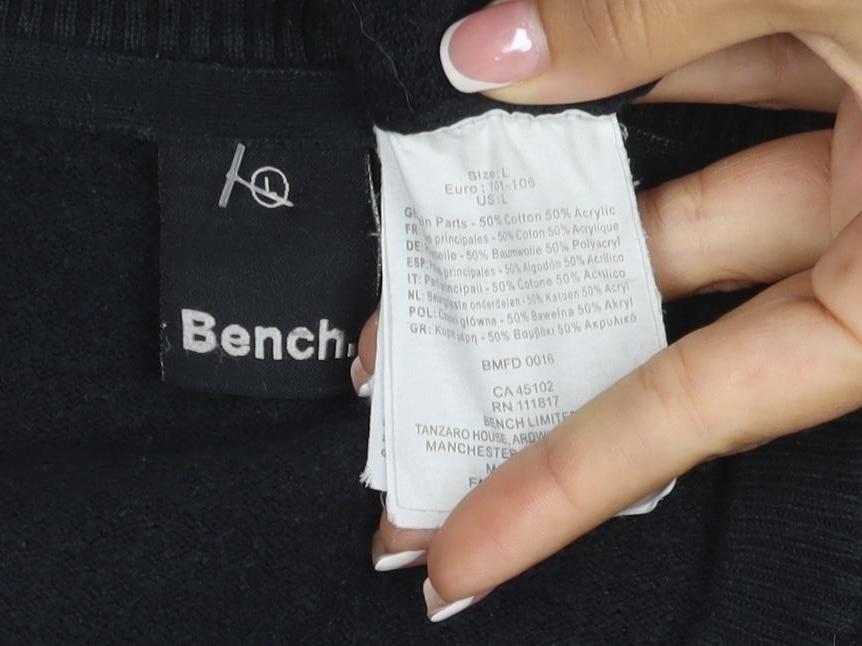 Bench Men’s Black M Henley Cotton Blend Knit Jumper Logo