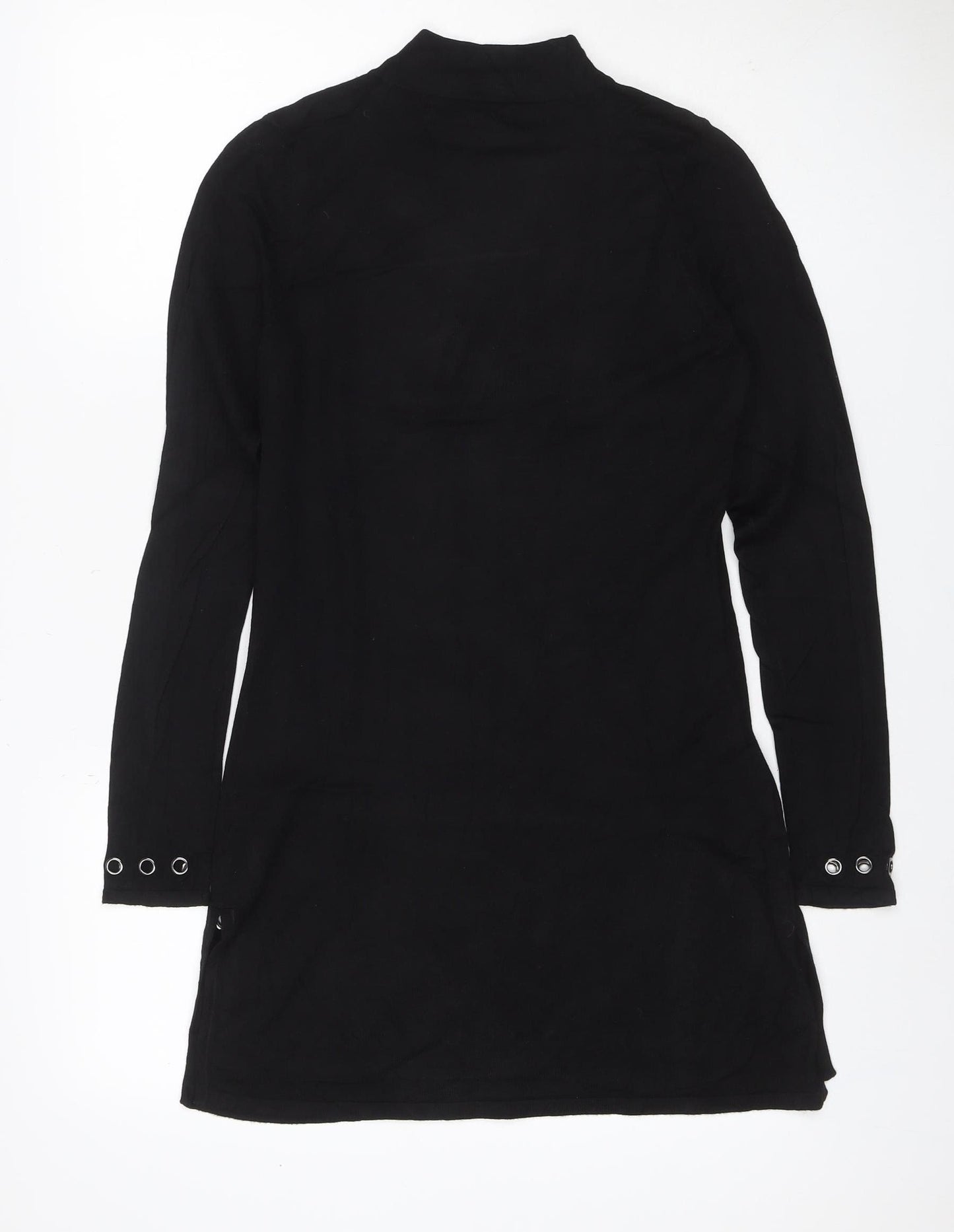 Star by Julien Macdonald Women Black UK 12 Bodycon Knit Eyelet Dress