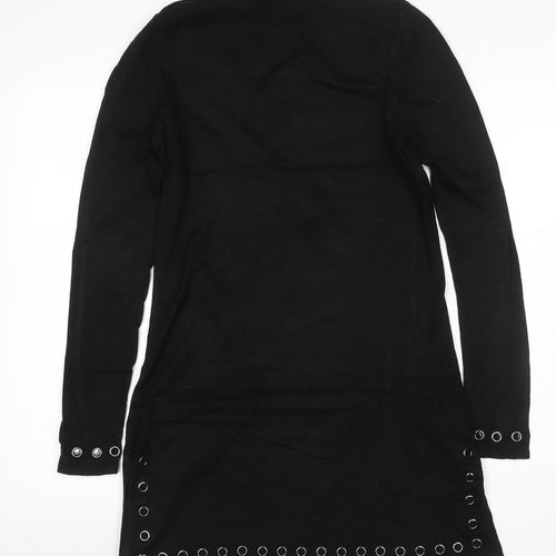 Star by Julien Macdonald Women Black UK 12 Bodycon Knit Eyelet Dress