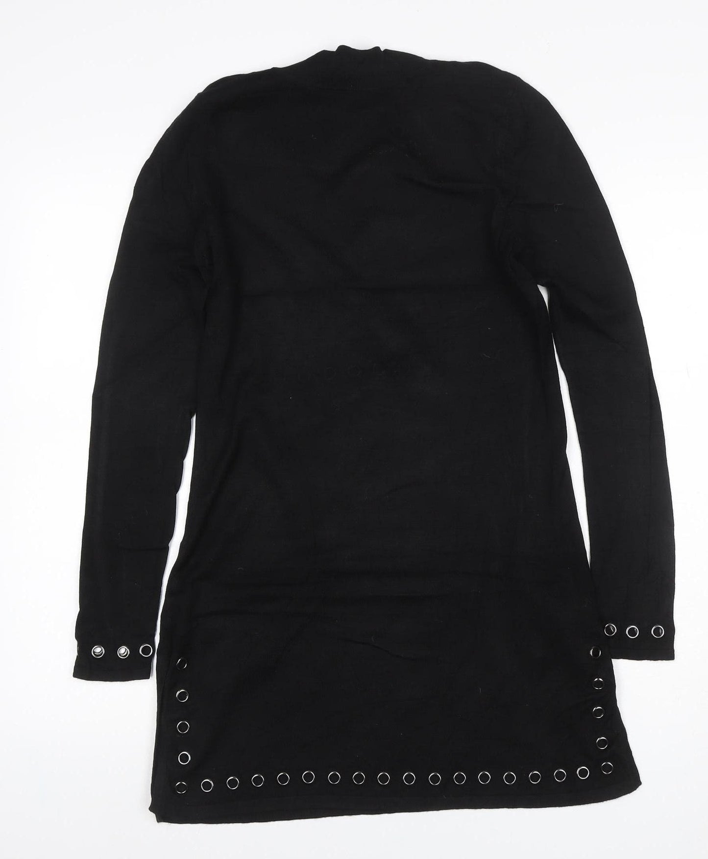 Star by Julien Macdonald Women Black UK 12 Bodycon Knit Eyelet Dress