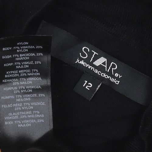 Star by Julien Macdonald Women Black UK 12 Bodycon Knit Eyelet Dress