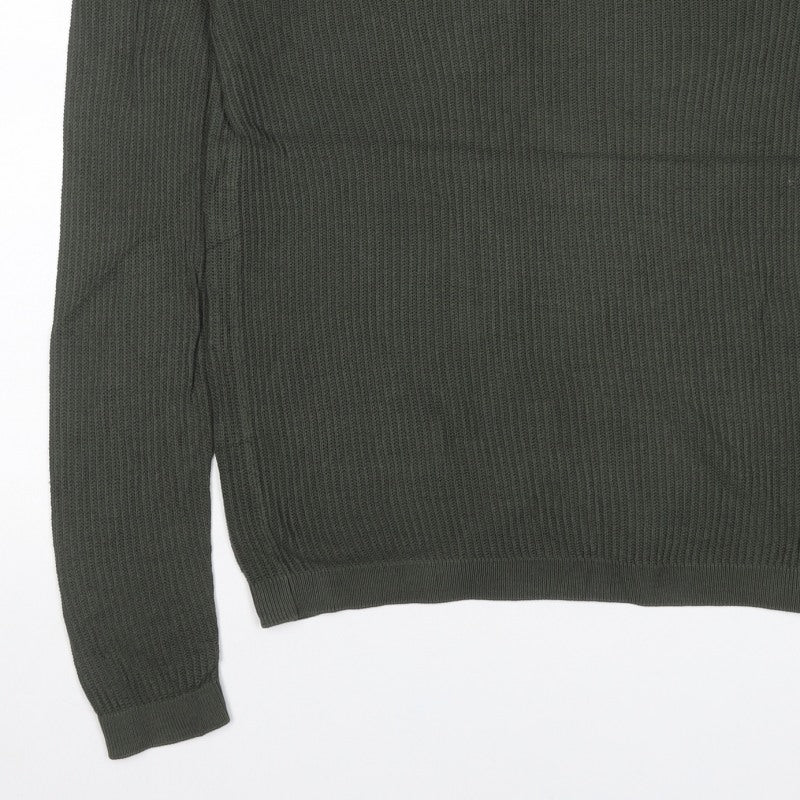 Additional view of Zara Man Men's Green M Henley Button Knit Jumper Long Sleeve