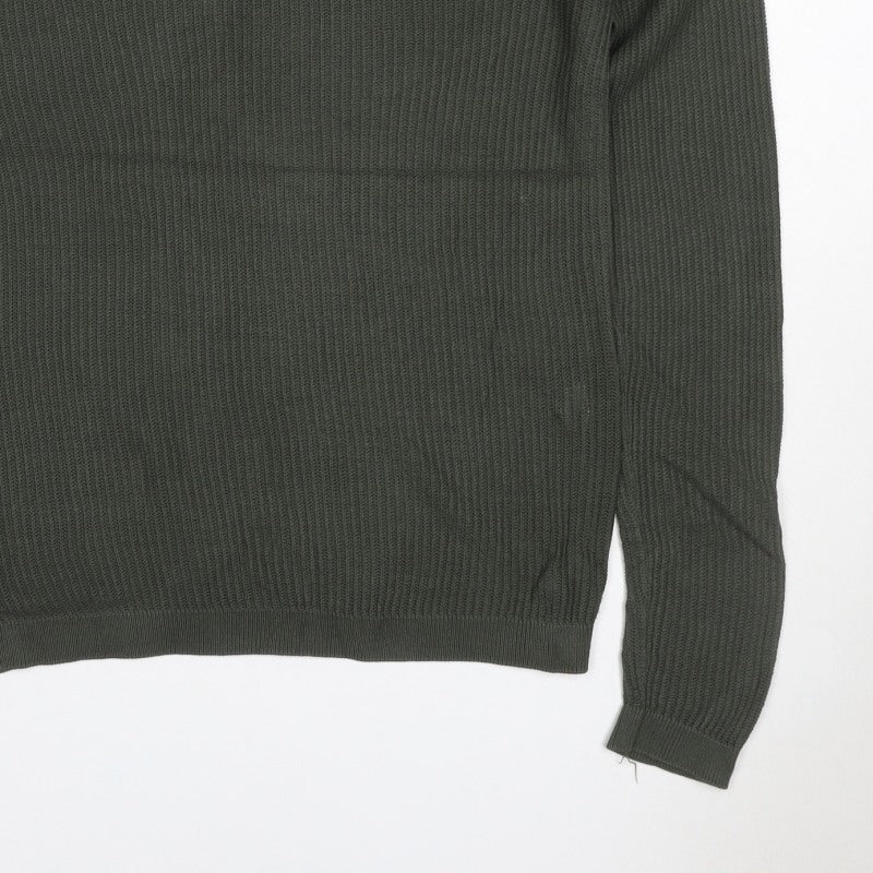 Additional view of Zara Man Men's Green M Henley Button Knit Jumper Long Sleeve