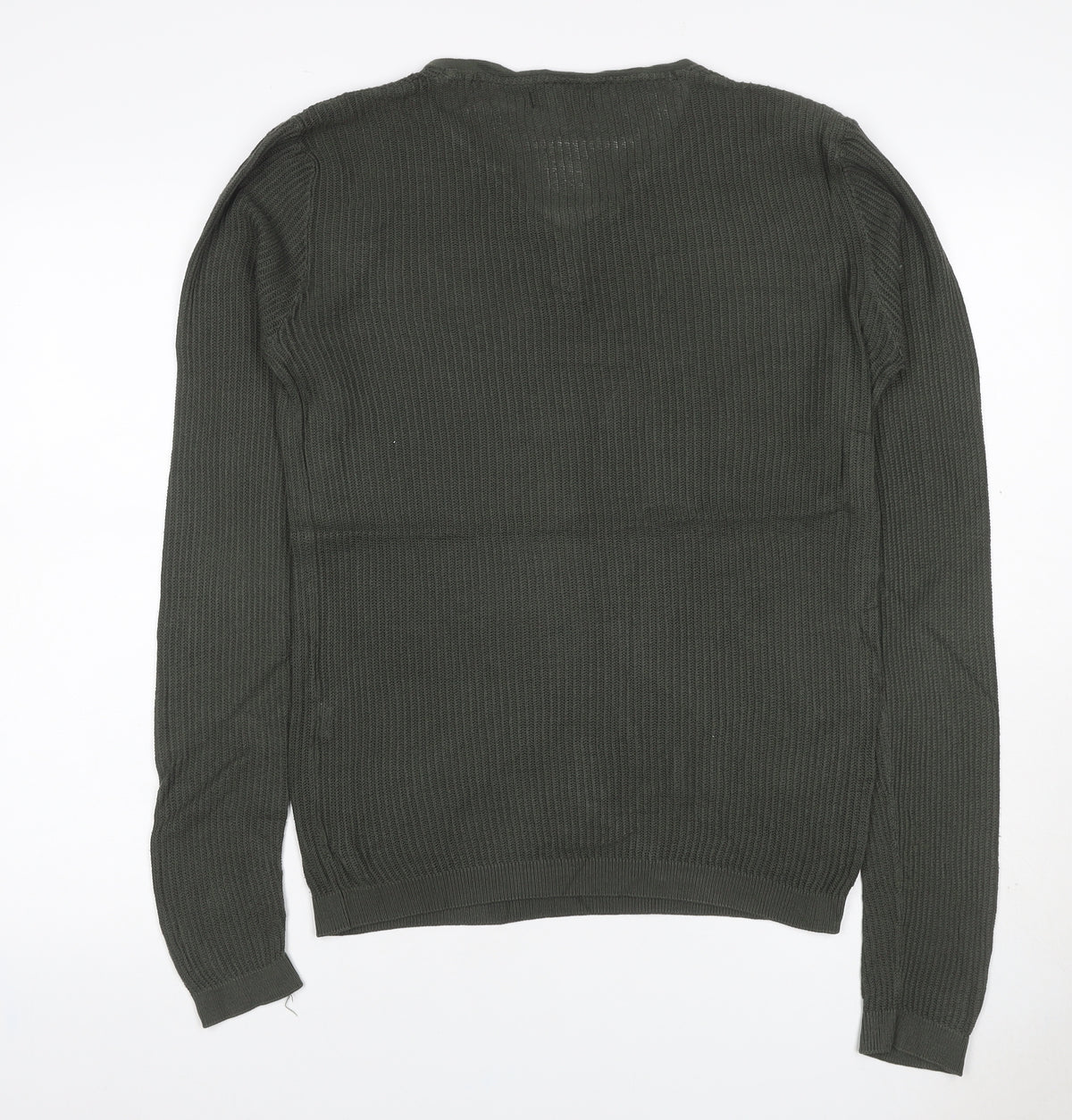 Close-up detail of Zara Man Men's Green M Henley Button Knit Jumper Long Sleeve
