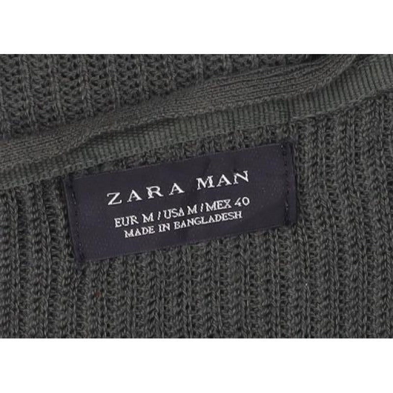 Additional view of Zara Man Men's Green M Henley Button Knit Jumper Long Sleeve