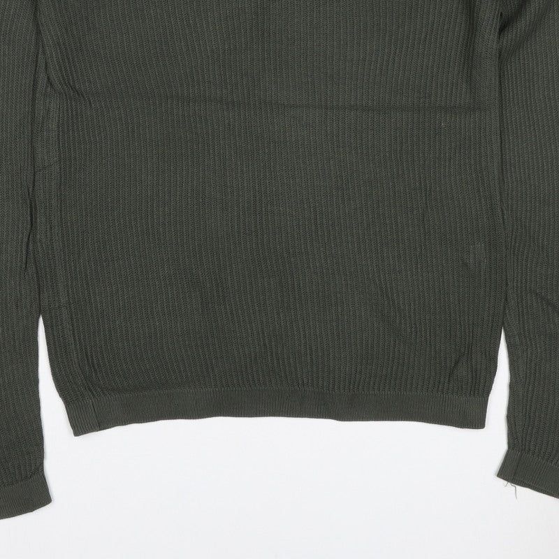 Additional view of Zara Man Men's Green M Henley Button Knit Jumper Long Sleeve