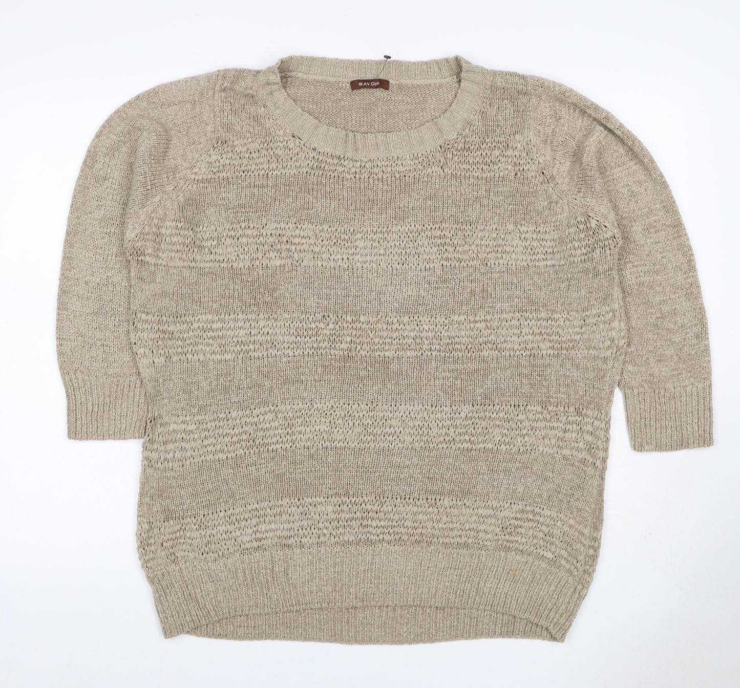 Savoir Women’s Beige UK 18 Textured Knit Crew Neck Pullover Jumper
