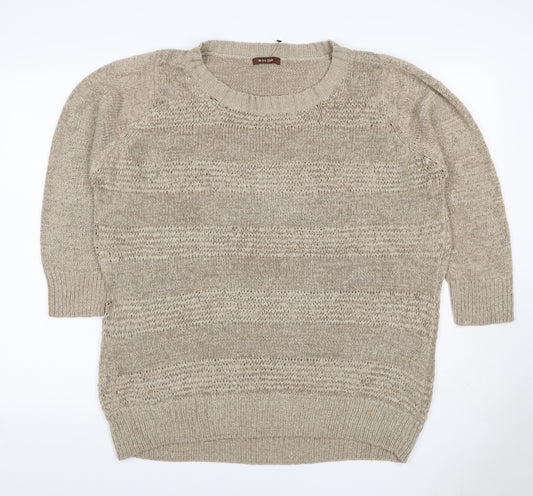 Savoir Women’s Beige UK 18 Textured Knit Crew Neck Pullover Jumper