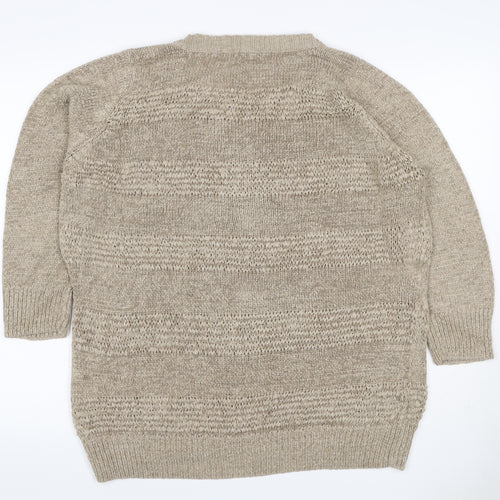 Savoir Women’s Beige UK 18 Textured Knit Crew Neck Pullover Jumper