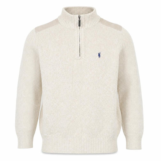Polo Sport Men Beige M 1/4 Zip High Neck Knit Jumper Logo