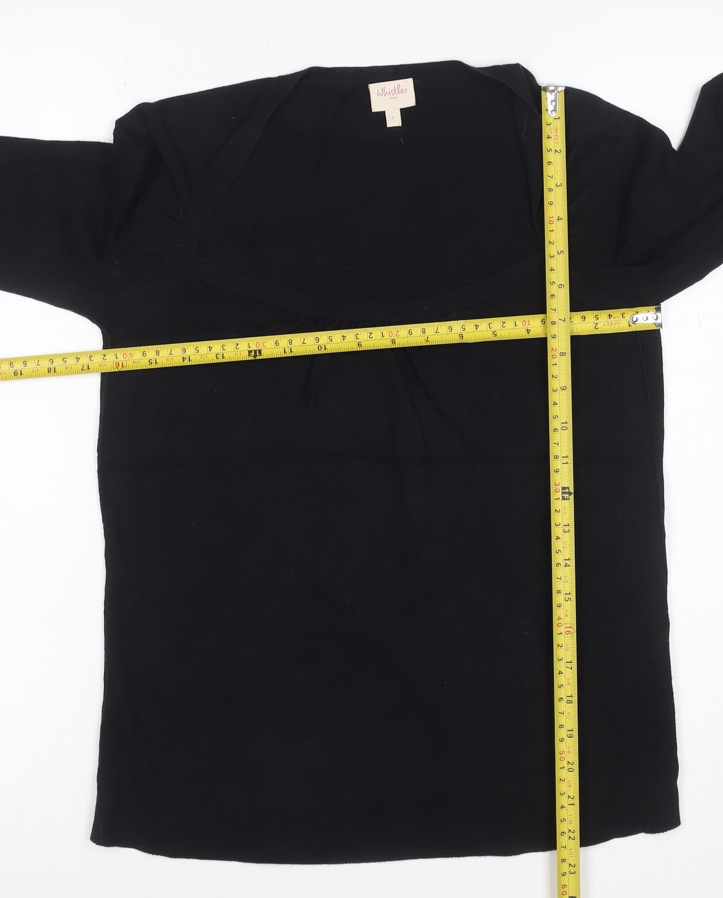 Whistles Women Black UK 10 Scoop Neck Cotton Blend Button Cuff Jumper
