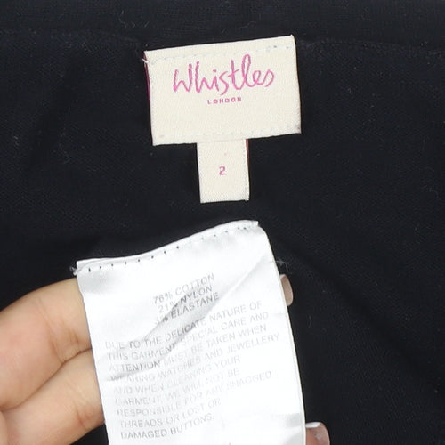 Whistles Women Black UK 10 Scoop Neck Cotton Blend Button Cuff Jumper