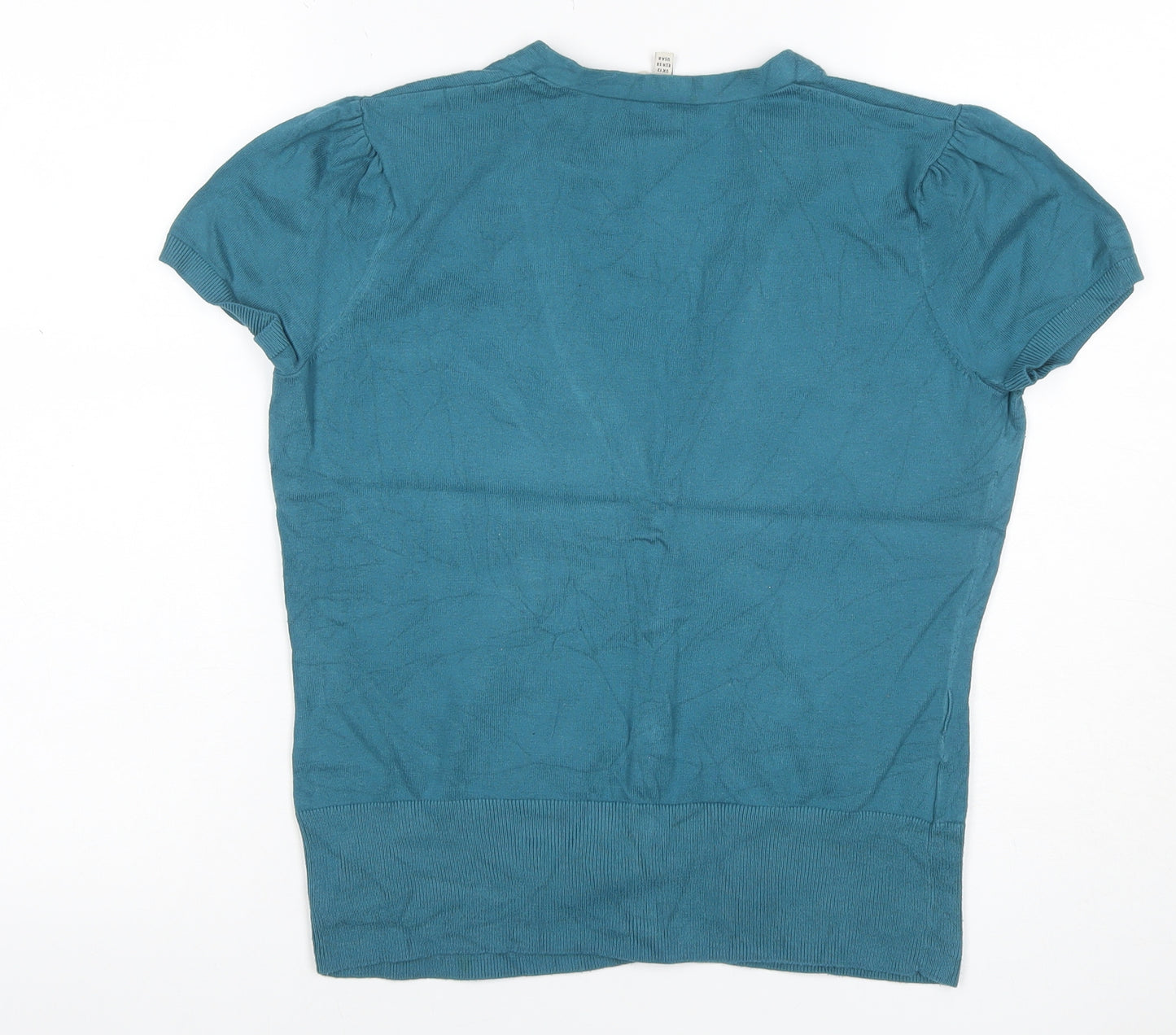 Laura Ashley Women’s Blue UK 12 V-Neck Short Sleeve Button Cardigan