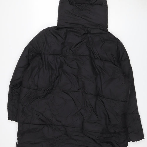 Primark Women Black L Hooded Puffer Jacket Quilted Zip Pockets