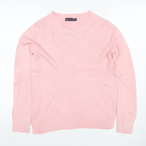 Marks and Spencer Women Pink Cashmere Crew Neck Jumper Size 8