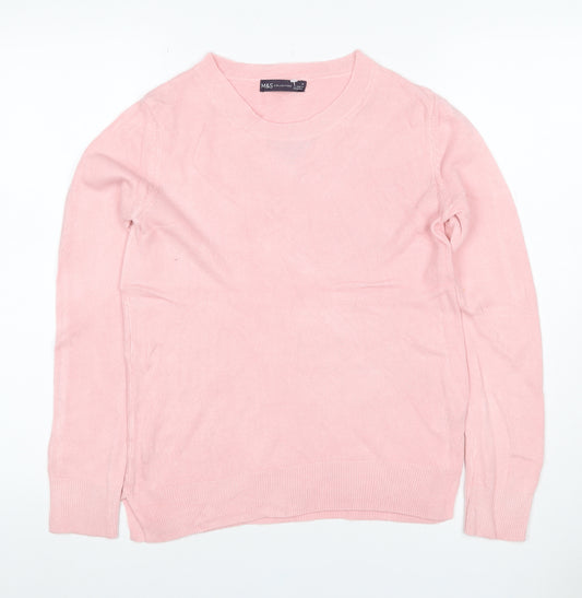 Marks and Spencer Women Pink Cashmere Crew Neck Jumper Size 8