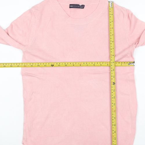 Marks and Spencer Women Pink Cashmere Crew Neck Jumper Size 8