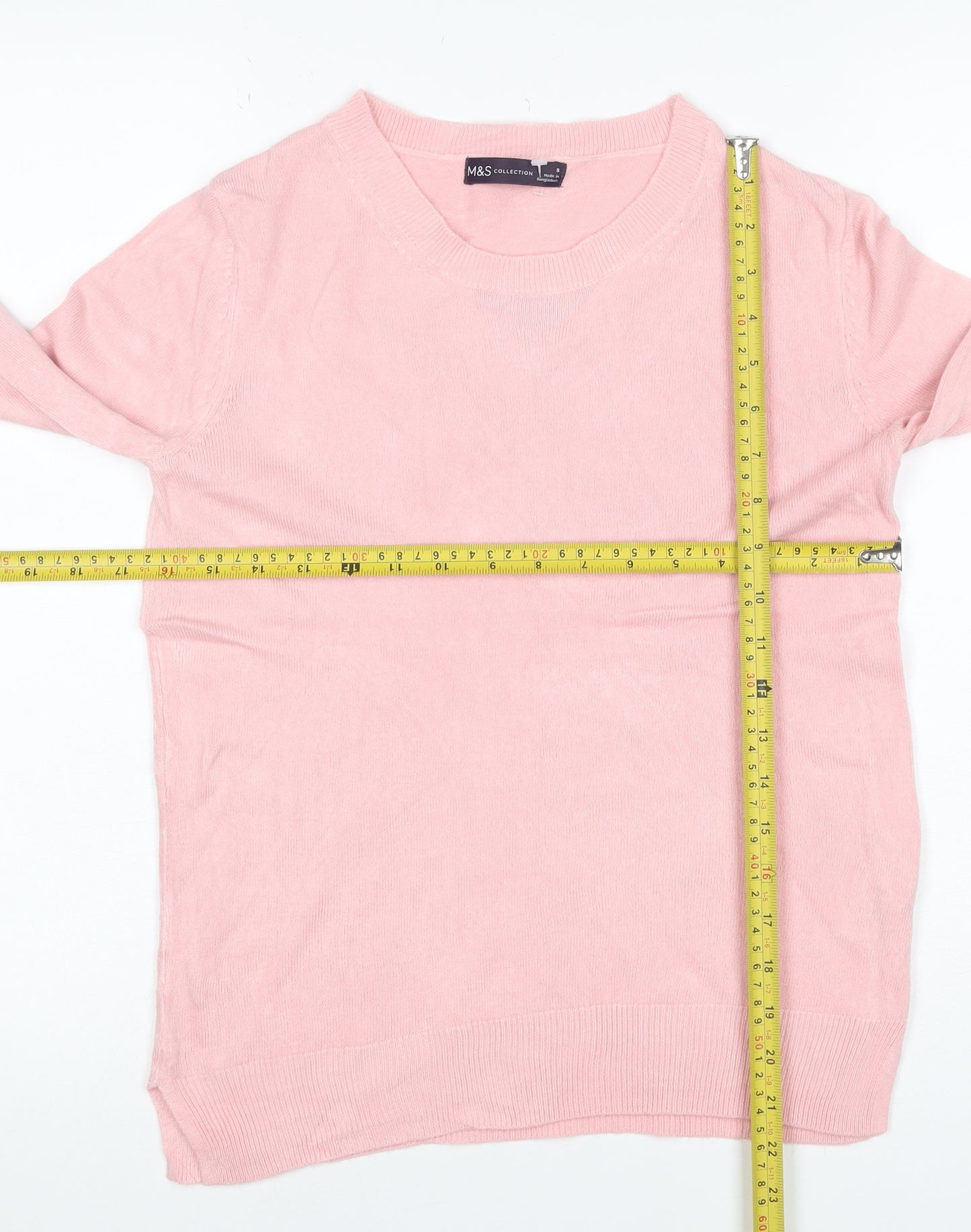 Marks and Spencer Women Pink Cashmere Crew Neck Jumper Size 8