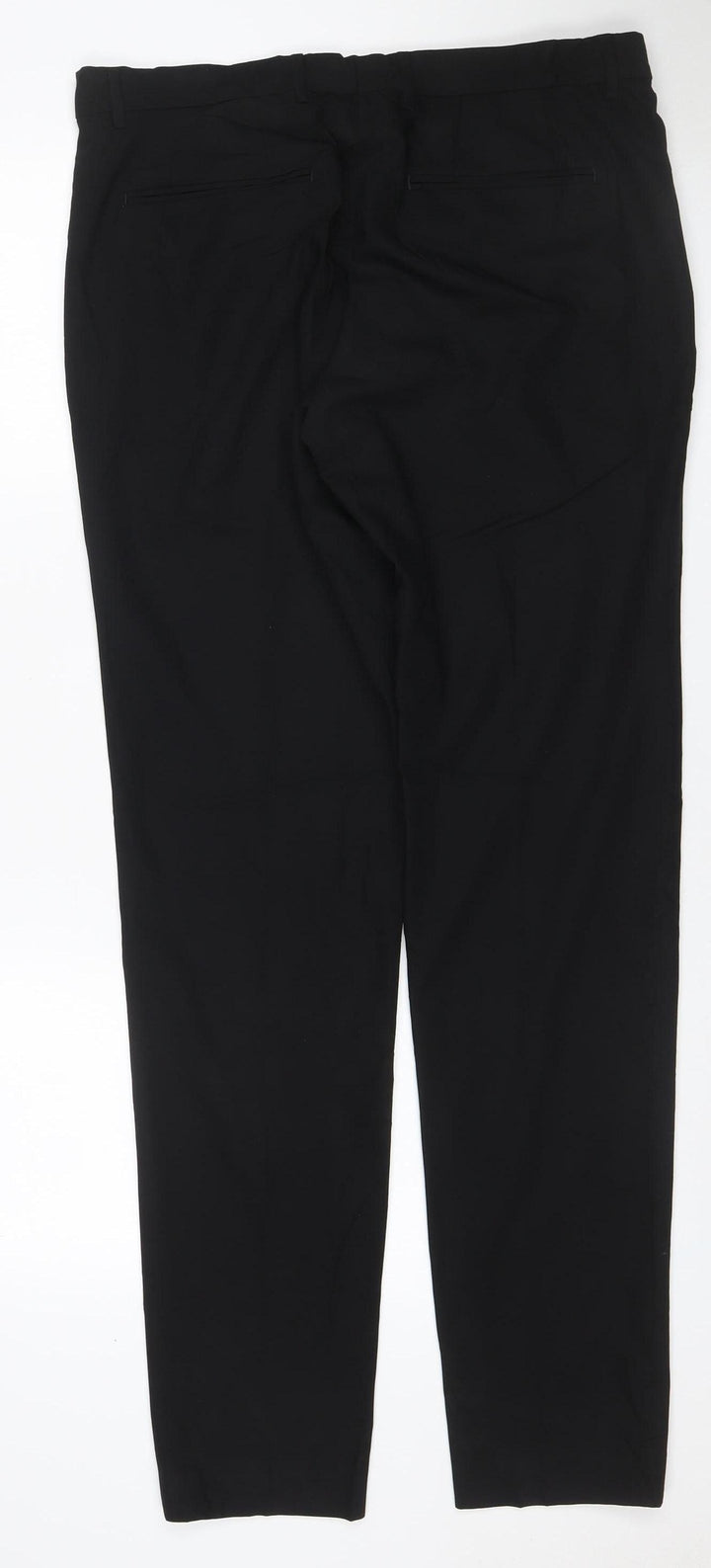 Zara Women Black UK 14 Straight Tailored Viscose Blend Dress Trousers