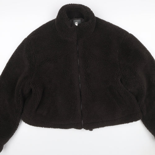 Primark Women’s Black UK 12 Teddy Fleece Cropped Zip Jacket