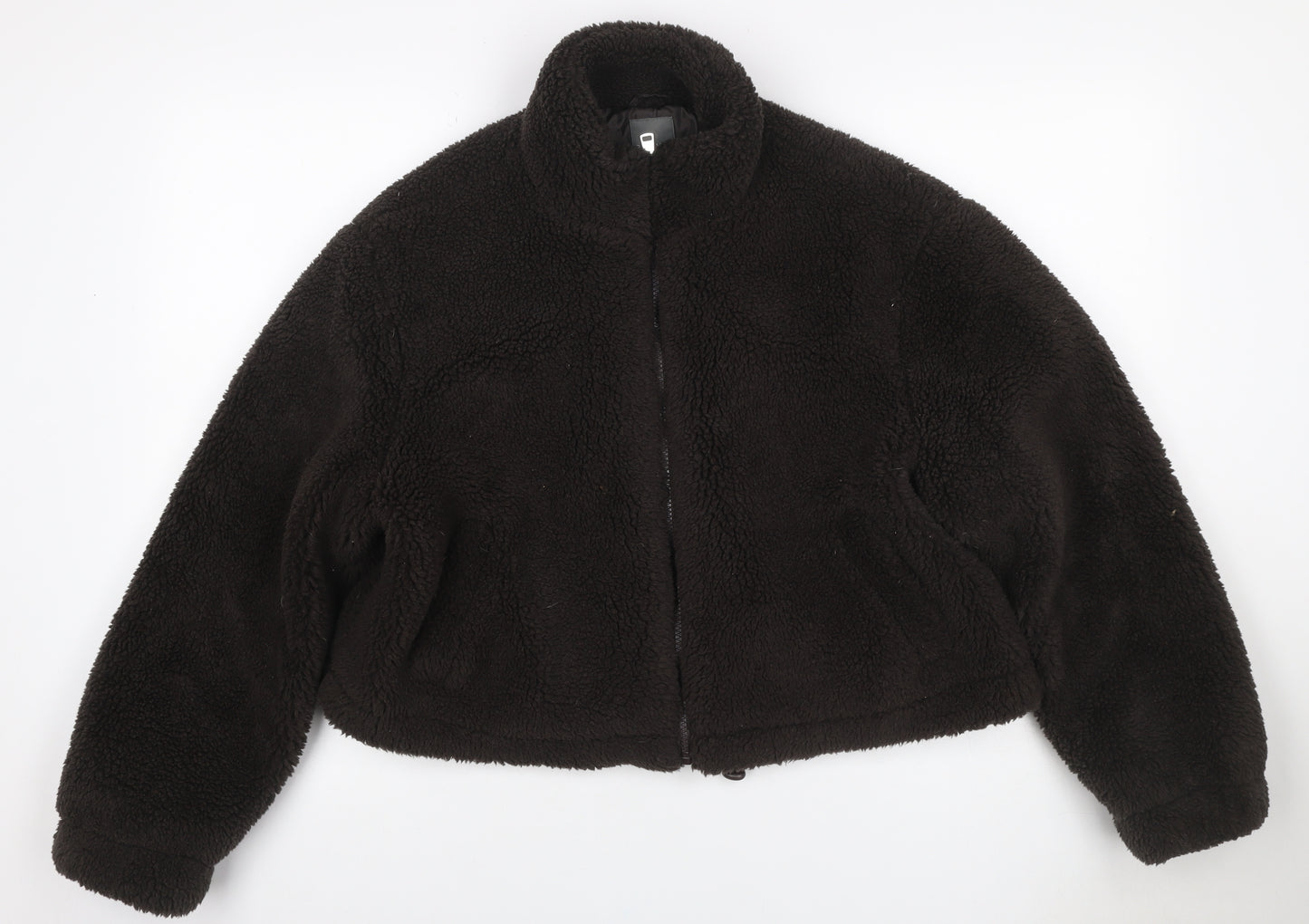 Primark Women’s Black UK 12 Teddy Fleece Cropped Zip Jacket