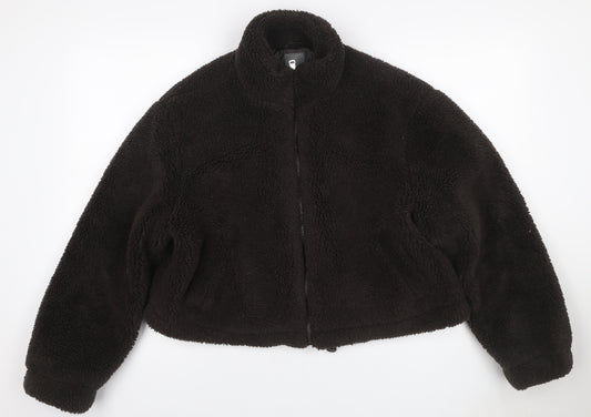 Primark Women’s Black UK 12 Teddy Fleece Cropped Zip Jacket