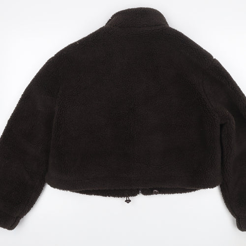 Primark Women’s Black UK 12 Teddy Fleece Cropped Zip Jacket