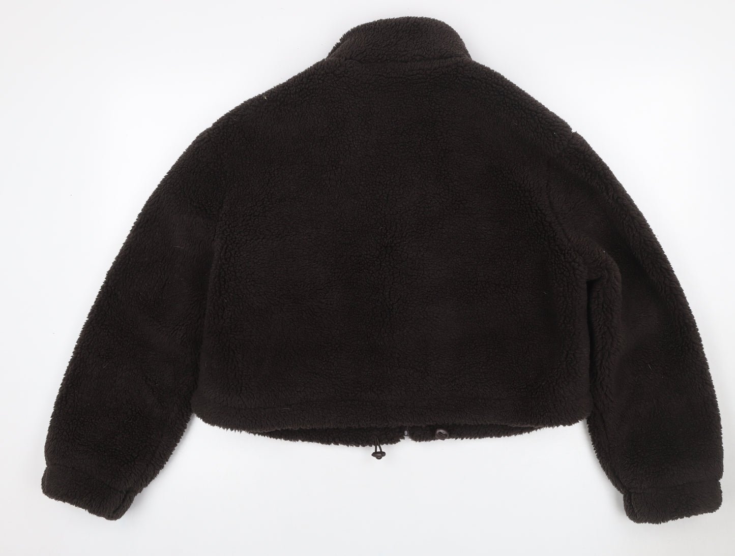 Primark Women’s Black UK 12 Teddy Fleece Cropped Zip Jacket