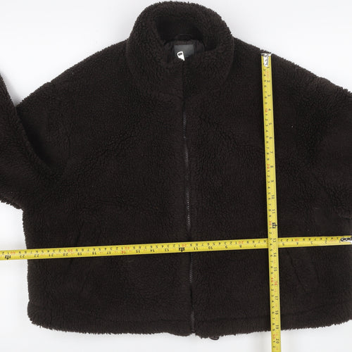 Primark Women’s Black UK 12 Teddy Fleece Cropped Zip Jacket