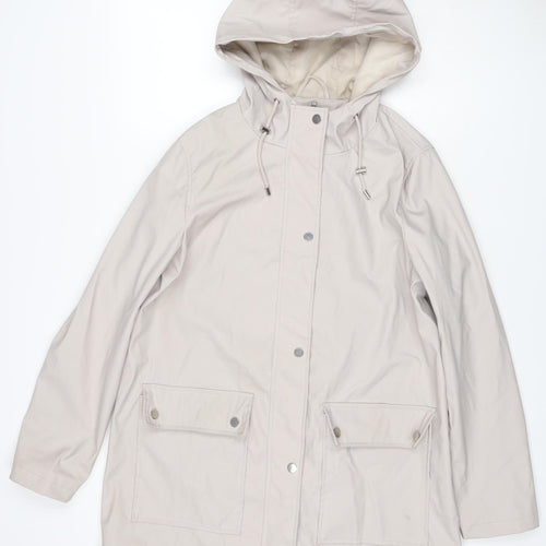 New Look Women’s Ivory Hooded Parka Jacket UK 8 Snap Zip Pockets