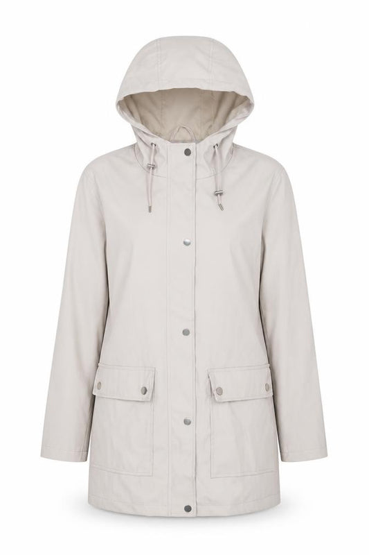 New Look Women’s Ivory Hooded Parka Jacket UK 8 Snap Zip Pockets