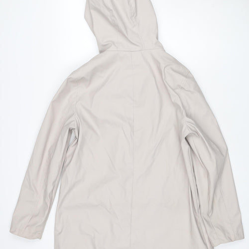 New Look Women’s Ivory Hooded Parka Jacket UK 8 Snap Zip Pockets