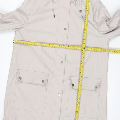 New Look Women’s Ivory Hooded Parka Jacket UK 8 Snap Zip Pockets
