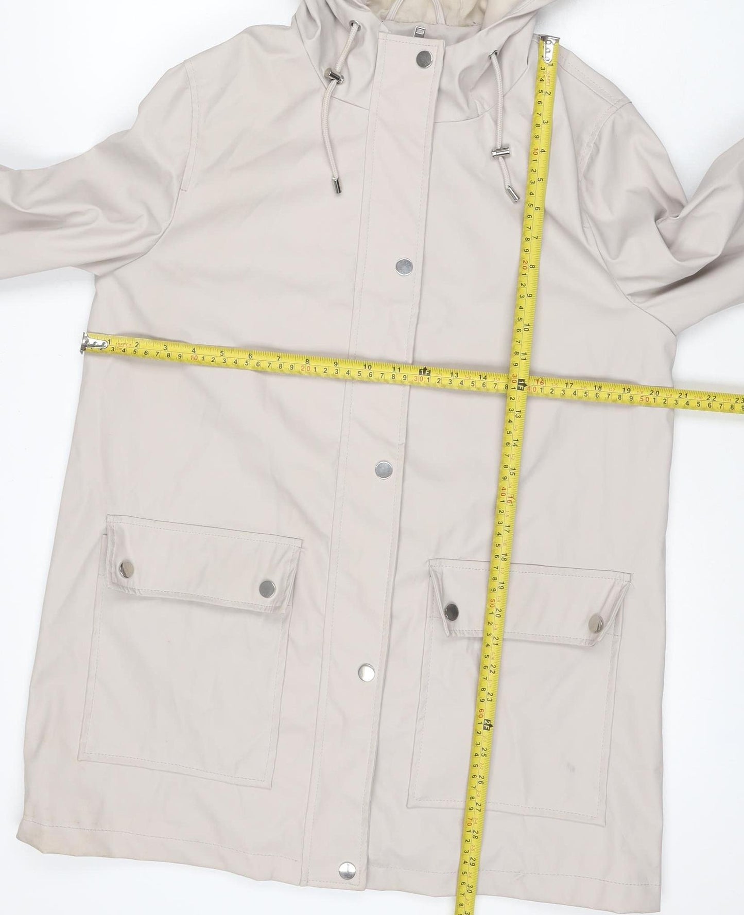 New Look Women’s Ivory Hooded Parka Jacket UK 8 Snap Zip Pockets