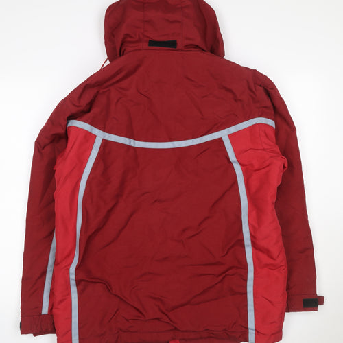 Brugi Women Red S Hooded Ski Jacket Reflective Insulated Full Zip