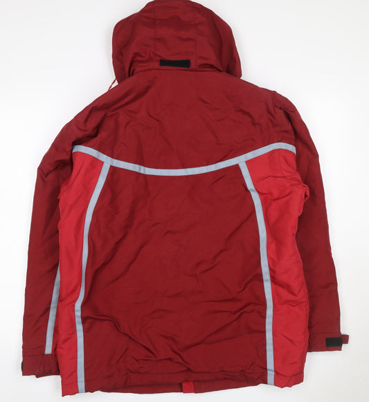Brugi Women Red S Hooded Ski Jacket Reflective Insulated Full Zip