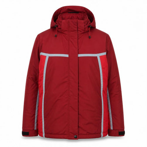 Brugi Women Red S Hooded Ski Jacket Reflective Insulated Full Zip