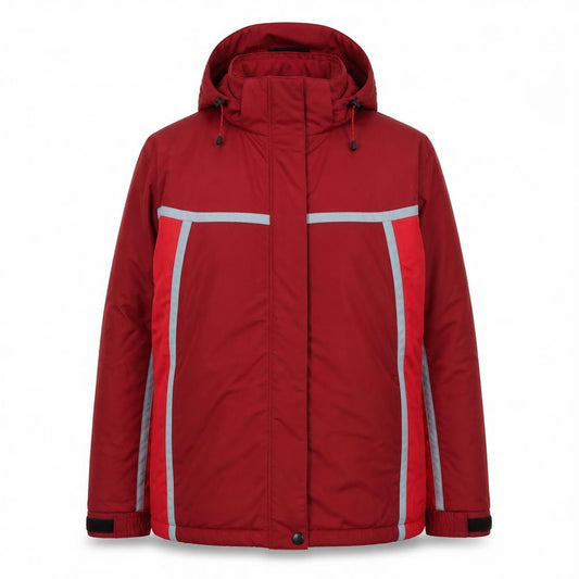 Brugi Women Red S Hooded Ski Jacket Reflective Insulated Full Zip