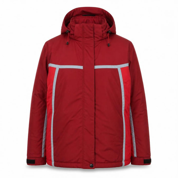 Brugi Women Red S Hooded Ski Jacket Reflective Insulated Full Zip