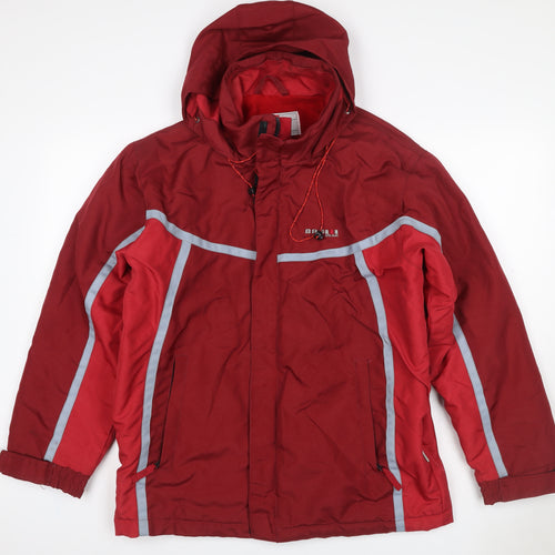 Brugi Women Red S Hooded Ski Jacket Reflective Insulated Full Zip