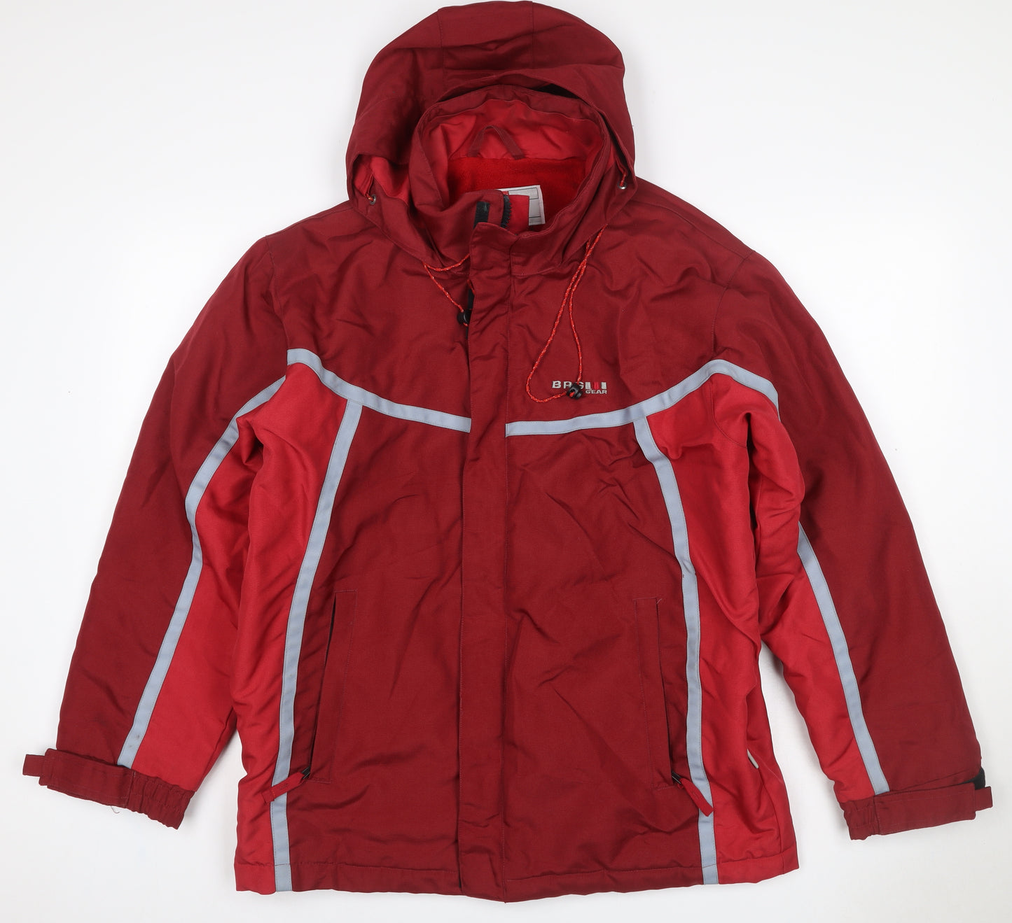Brugi Women Red S Hooded Ski Jacket Reflective Insulated Full Zip