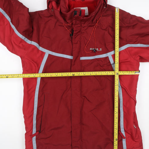 Brugi Women Red S Hooded Ski Jacket Reflective Insulated Full Zip